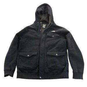 The North Face Mens Jacket XL Black Fleece Lined Hoodie Casual Full Zip Cozy